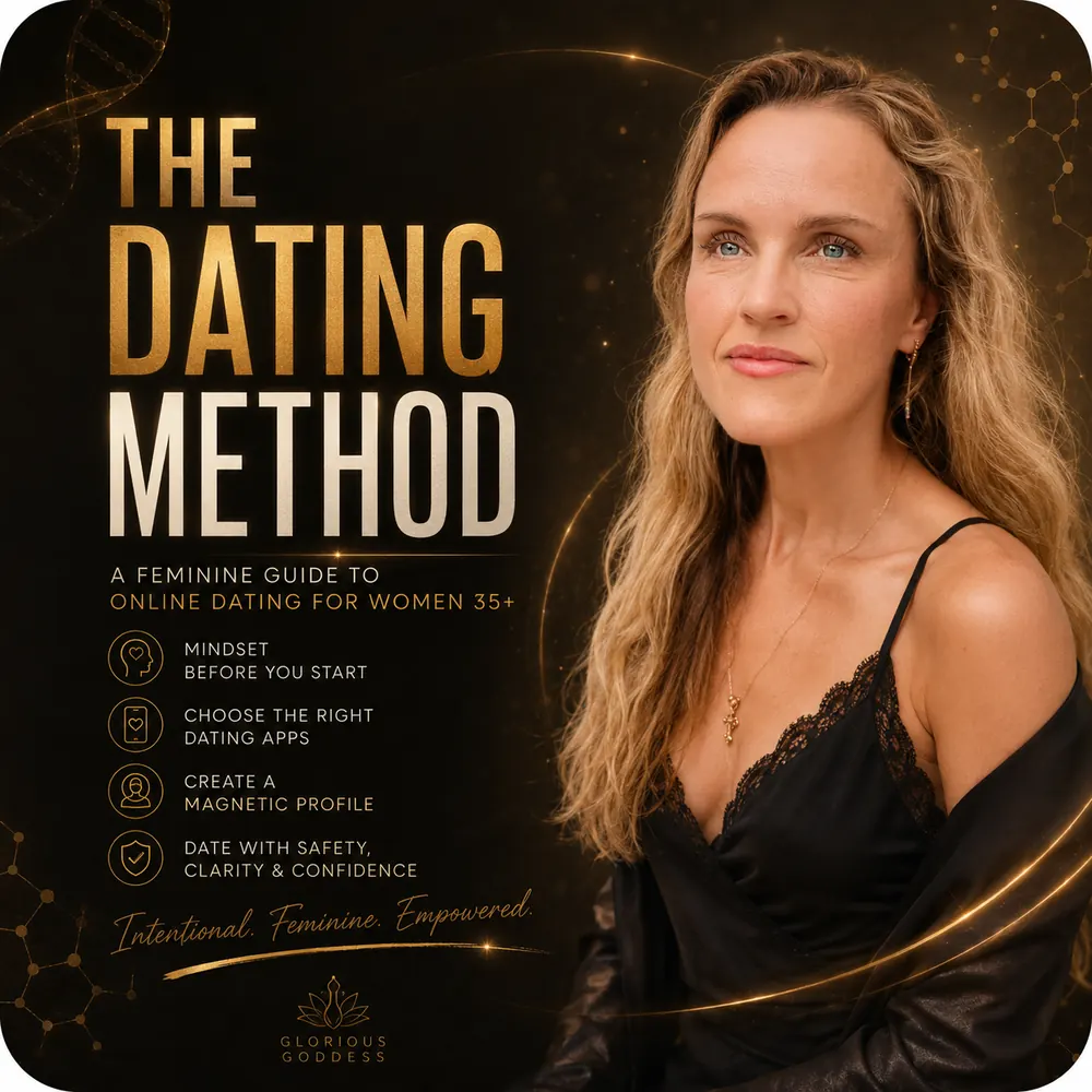 The Dating Method — a feminine guide to online dating for women 35+. Mindset, choosing the right apps, creating a magnetic profile, and dating with safety and confidence.